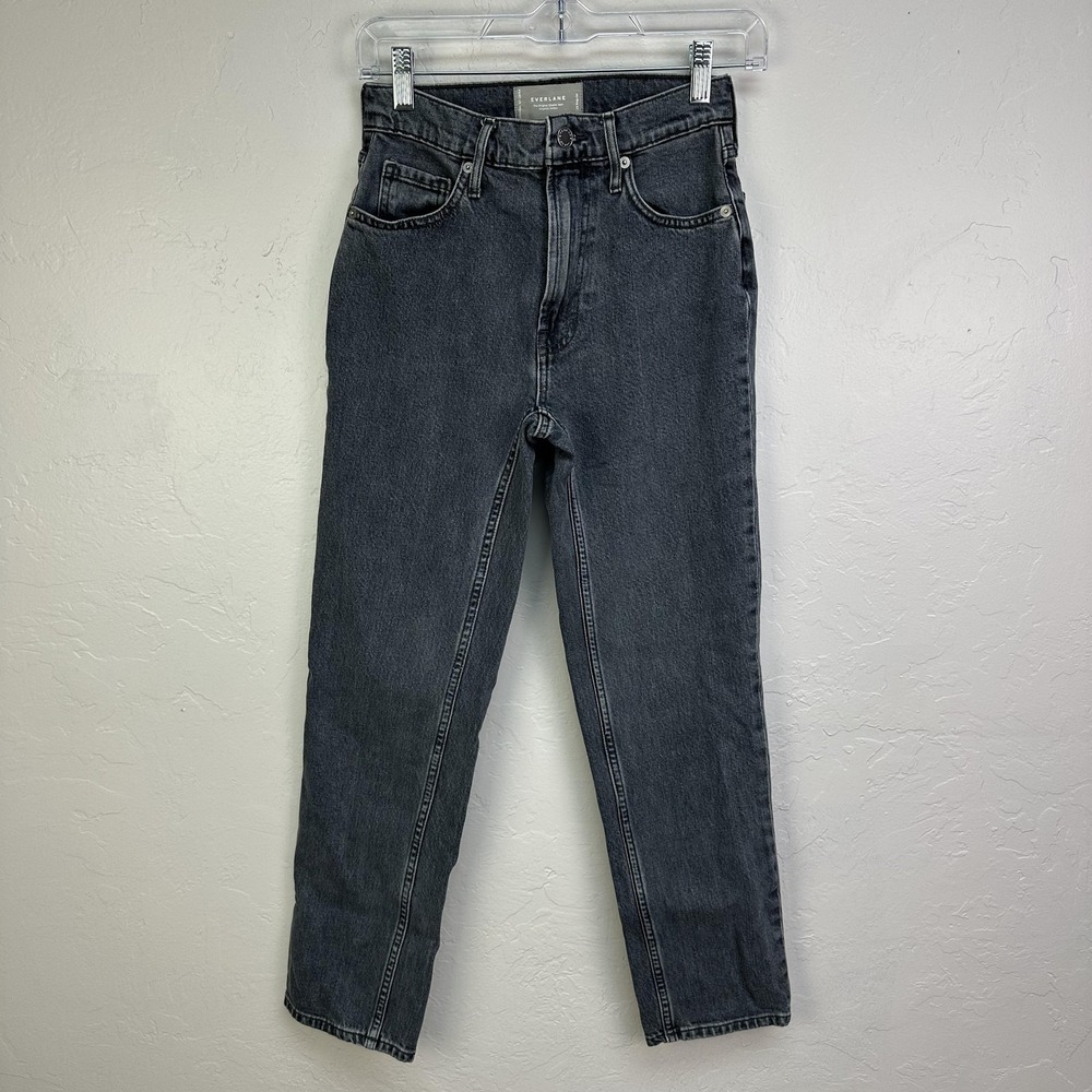 Everlane Jeans Womens 27 Washed Black Original Cheeky High Rise Straight Organic